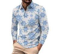 Polo da uomo a maniche lunghe tinta unita T-shirt da uomo primavera autunno inverno Natale stampa 3D confortevole personalità alla moda versatile casual pulsante stampato per lavoro, lavoro, vacanze