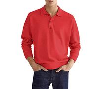 Polo da uomo a maniche lunghe Top da golf Moda Casual Workwear Tennis Polo da uomo Semplice Camicia a tinta unita Vestibilità regolare Button Down Colletto con risvolto Camicia casual da lavoro, Rosso