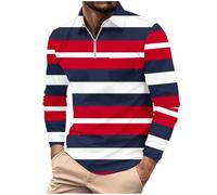 Polo da uomo a maniche lunghe Top da uomo primavera e autunno casual business stampa moda manica lunga risvolto tasca con cerniera camicia sportiva per lavoro vacanze all'aperto passeggiate, bianco