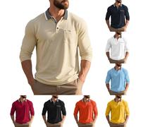 Polo da uomo a maniche lunghe, traspirante, a maniche lunghe, da uomo, estiva, con bottoni, per uomo, casual, sport, basic, vestibilità normale, golf, polo classica per attività all'aria aperta
