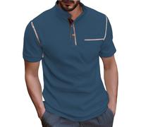 Polo da uomo a nido d'ape con cerniera a quarto T-shirt estive a maniche corte con colletto 1/4 con zip da lavoro Tees 2025, Z01-blue-uomo Polo, M