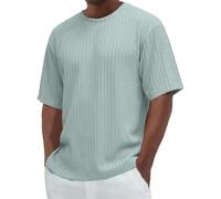 Polo da uomo camicia testurizzata estiva a maniche corte magliette da spiaggia vacanze casual sciolto maglia abbottonata top da golf, Z01-verde menta, M