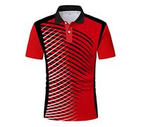Polo da uomo, casual, a maniche corte, estiva, traspirante, comoda, elegante, stampata, per il tempo libero, Colore: rosso, XXL