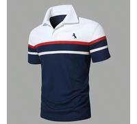 Polo da uomo casual da lavoro con stampa a blocchi di colore e cavallo, con bottoni a quarto, ideale come regalo per il fidanzato L,M,S,XL,XXLAnimale,Blocchi di coloreTessuto