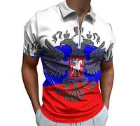Polo da uomo con bandiera dell'aquila russa maglietta da golf con cerniera maglietta a maniche corte casual maglietta muscolosa XL