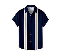 Polo da uomo con bowling, camicia estiva a maniche corte, polo traspirante, estiva, classica, da golf, per il tempo libero, elasticizzata, comoda maglietta sportiva, Blu scuro, S