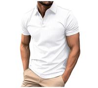 Polo da uomo con colletto alto, camicia Henley con abbottonatura, scollo a V, maglietta Henley, vestibilità normale, estiva, con tasca sul petto, slim fit, da golf, per camicie da lavoro, B bianco, L