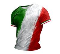 Polo da uomo con motivo italiano e numeri, maglietta casual, scollo rotondo, grafica, taglie forti, tinta unita, gadget da sci, bandiera italiana, manica corta, O verde dell'esercito, L