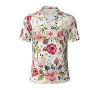 Polo da uomo con stampa a foglia di fiore, degno casual e business, adatta per la maggior parte degli uomini adulti, Nero , XL