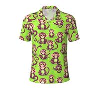 Polo da uomo con stampa scimmia intelligente, traspirante, alla moda, a maniche corte, casual, per gite e regali per la festa del papà, Nero , L