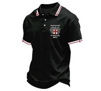 Polo da uomo con stemma di San Giorgio, maglietta patriottica con croce d'Inghilterra, polo classica per eventi sportivi e tempo libero, Stile_l01 nero, XL