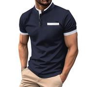 Polo da uomo con tasca casual button down colletto alla coreana tinta unita estate maniche corte t-shirt vestibilità regolare traspirante leggera comoda elegante classica maglietta da golf sport