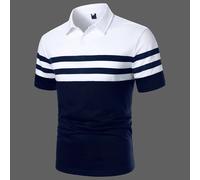 Polo da uomo da lavoro con blocchi di colore, a righe bicolore, colletto con bottoni a metà, per marito, formale L,M,S,XL,XS,XXLBlocchi di colore,A strisceTessuto