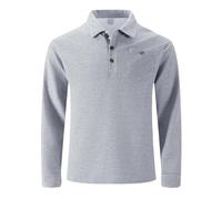Polo da uomo Europa USA tinta unita a quadretti casual a maniche lunghe con tasca per il tempo libero quotidiano, grigio., XL