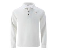 Polo da uomo Europa USA tinta unita a quadretti casual a maniche lunghe con tasca per il tempo libero quotidiano, bianco, L