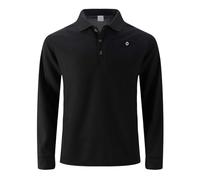 Polo da uomo Europa USA tinta unita a quadretti casual a maniche lunghe con tasca per il tempo libero quotidiano, Nero , L