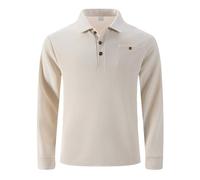 Polo da uomo Europa USA tinta unita a quadretti casual a maniche lunghe con tasca per il tempo libero quotidiano, cachi, L