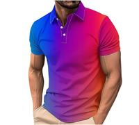 Polo da uomo in cotone, a maniche corte, con scollo a V, colore nero, vestibilità normale, a maniche corte, taglie forti, 3XL, colore nero, tinta unita, leggera, traspirante, a maniche corte, Rosa