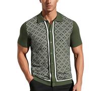 Polo da Uomo,Polo in Tessuto Elasticizzato Design Camicia Elegante Taglio Fitted Sartoriale con Colletto a Contrasto Funzionale Ideale per Tennis e Golf