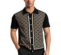 Polo da Uomo,Polo in Tessuto Elasticizzato Design Camicia Elegante Taglio Fitted Sartoriale con Colletto a Contrasto Funzionale Ideale per Tennis e Golf