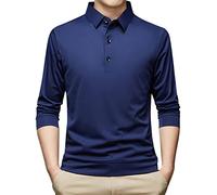 Polo da Uomo,Polo in Tessuto Elasticizzato Maniche Corte estive Design a Righe/Blocchi di Colore Manica Lunga Multifunzionale Stile Casual per Lavoro Weekend e Viaggi