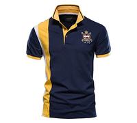 Polo da uomo Polo nera a maniche lunghe 2024 estate nuovo risvolto sportivo da uomo in cotone PO LO Camicia casual da uomo T-shirt a maniche corte ricamata da uomo Polo da uomo, Marina Militare, M