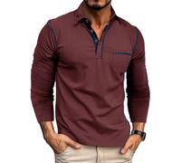 Polo da Uomo Regular a Righe Elegante Mezza Zip Funzionale Taglio Slim Moderno Camicia con Collo Risvolto Maglietta Sportiva