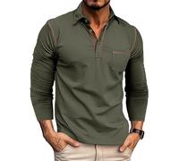 Polo da Uomo Regular a Righe Elegante Mezza Zip Funzionale Taglio Slim Moderno Camicia con Collo Risvolto Maglietta Sportiva