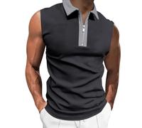 Polo da uomo senza maniche, per il tempo libero, polo basic, traspirante, da golf, con cerniera, alla moda, elegante, slim fit, polo sportivo, maglietta estiva