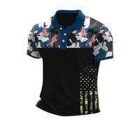 Polo da uomo slim fit per il tempo libero 2026 moda da uomo allentata con risvolto stampato in 3D camicia Henley camicetta da uomo 2026 Golf Rugby Tennis Tee, Nero , XL