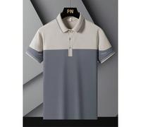 Polo da uomo slim fit per l'estate, colletto a contrasto con bottoni sul davanti e ricamo, adatto per uso quotidiano e all'aperto L,M,S,XL,XS,XXSBlocchi di coloreTessuto in maglia