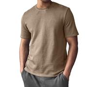 Polo da uomo testurizzata con bottoni, camicia da golf casual per vacanze in spiaggia a maniche corte magliette estive larghe in maglia, Z02-cachi, S