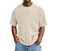 Polo da uomo testurizzata con bottoni, camicia da golf casual per vacanze in spiaggia a maniche corte magliette estive larghe in maglia, Z01-cachi, 3XL