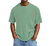 Polo da uomo testurizzata con bottoni, camicia da golf casual per vacanze in spiaggia a maniche corte magliette estive larghe in maglia, Z01-verde, 3XL