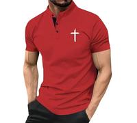 Polo da uomo tinta unita basic vestibilità regolare morbido pullover top casual quotidiano abbigliamento da lavoro stile vintage idea regalo tuniche, Y, L