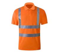 Polo di sicurezza ad alta visibilità da uomo classica traspirante leggera traspirante strisce riflettenti camicie da lavoro estive pullover top, Arancione, L