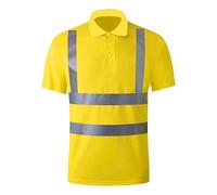 Polo di sicurezza ad alta visibilità da uomo classica traspirante leggera traspirante strisce riflettenti camicie da lavoro estive pullover top, Giallo, 4XL