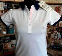 Polo donna Baci & Abbracci con logo ricamato e stampa sul collo art BA01301 BL