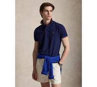 Polo dritta custom fit in maglia piqué Blu L Tinta unita