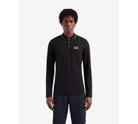 Polo EA7 Core Identity Logo Stripe manica lunga nero bianco - S