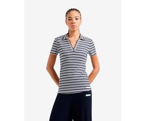 Polo EA7 Stripe Model manica corta nero puro bianco donna - S