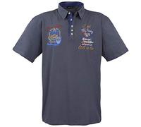 Polo estiva da uomo, nero, con applicazioni, nelle taglie: 3XL - 8XL, antracite., XXXXXXXXL