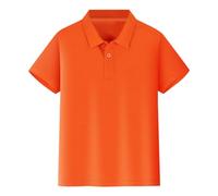 Polo estivo a manica corta per ragazzi, casual, basic da studenti, con bottoni, moda atletica, ritorno a scuola, in puro cotone, Colore: arancione., 5-6 Anni