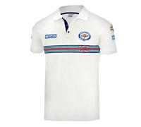 Polo in cotone piquet Sparco Martini Racing Patches, bianco