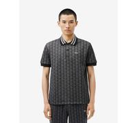Polo Lacoste Col Bord-Cotes manica corta nero bianco - S