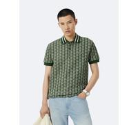 Polo Lacoste con bordo a costine manica corta verde scuro - XL