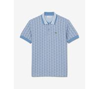 Polo Lacoste con colletto a coste manica corta azzurro chiaro - L