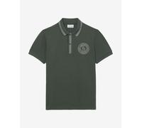 Polo Lacoste Regular Fit L.12.12 Badge Print manica corta verde kaki bianco - S