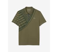 Polo da tennis da uomo Lacoste Ultra Dry Printed Slim Fit Tennis - khaki green - Verde (XL)