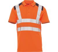 PAYPER Guard+ Polo Alta visibilità da Lavoro Uomo a Manica Corta 100% Poliestere Effetto Perlato Spacchetti Laterali Arancione Fluo/Blu Navy (L)